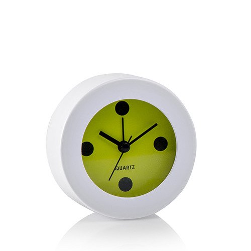Florina White Alarm Clock with Green Background 9cm RRP 9.99 CLEARANCE XL 4.99